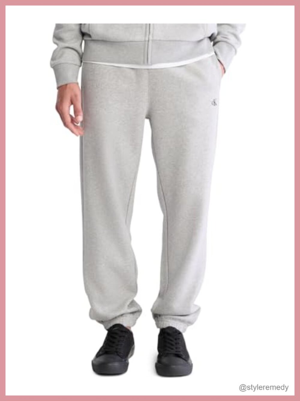 Men's Fleece Joggers Logo Sweatpants Regular Fit Drawstring Casual